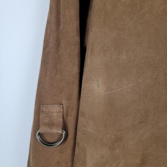 Zara Shirt Women Medium Brown Suede Button Down Western Boho Military Epaulettes - Picture 10 of 12